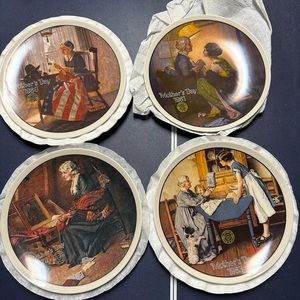 4pcs Norman Rockwell Collector plates the Knowles Mother’s Day series